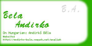 bela andirko business card