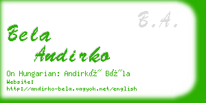 bela andirko business card